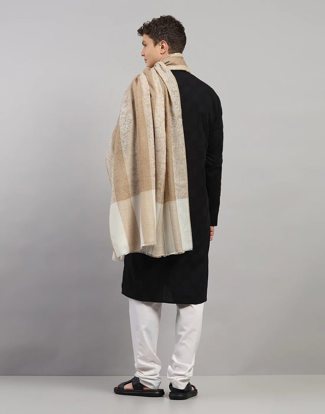 Men Multicolor Self Design Lohi Shawl - Image 4