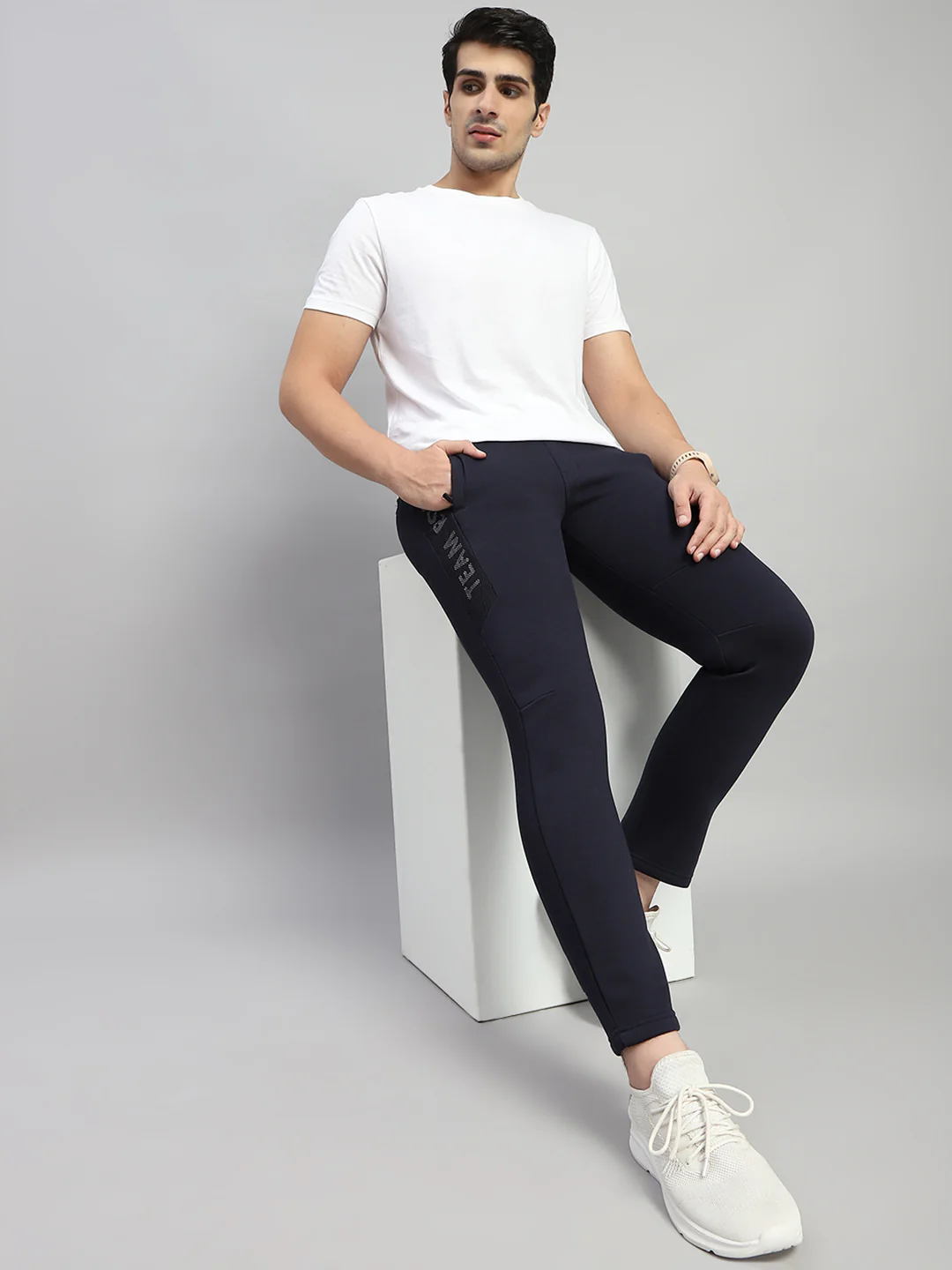 Rock.it Men Navy Blue Printed Regular Fit Lower