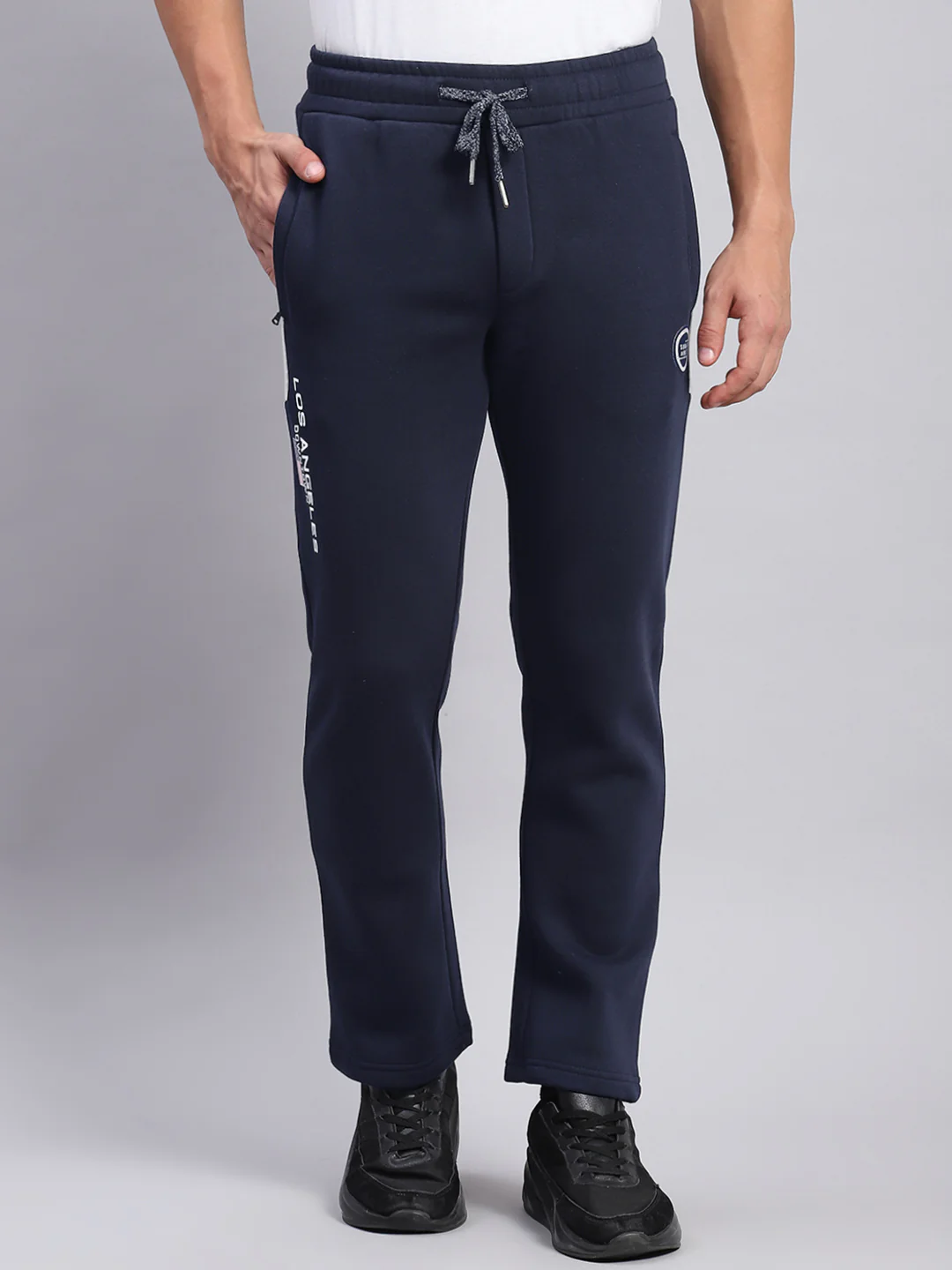 Men Navy Blue Printed Regular Fit Winter Lowers