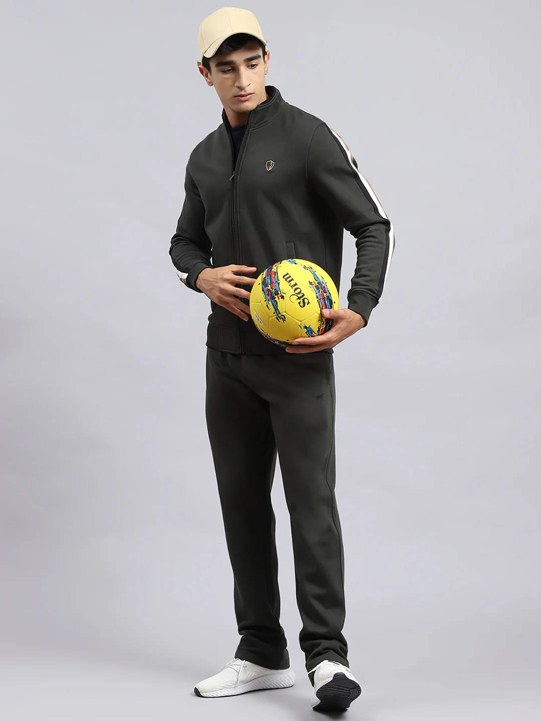 Men Olive Plain Tracksuit