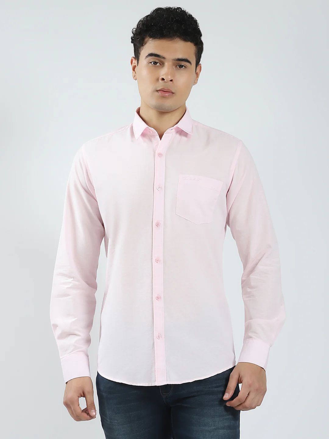 Rock.it Men Pink Solid Collar Full Sleeve Shirt