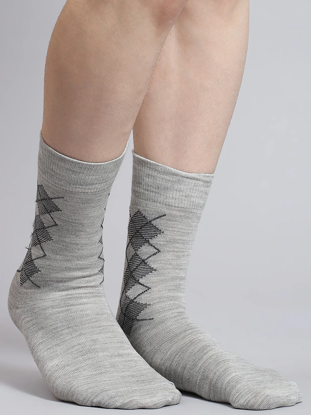 Men Pure Wool Self Design Mid Calf Length Socks (1 Pair)