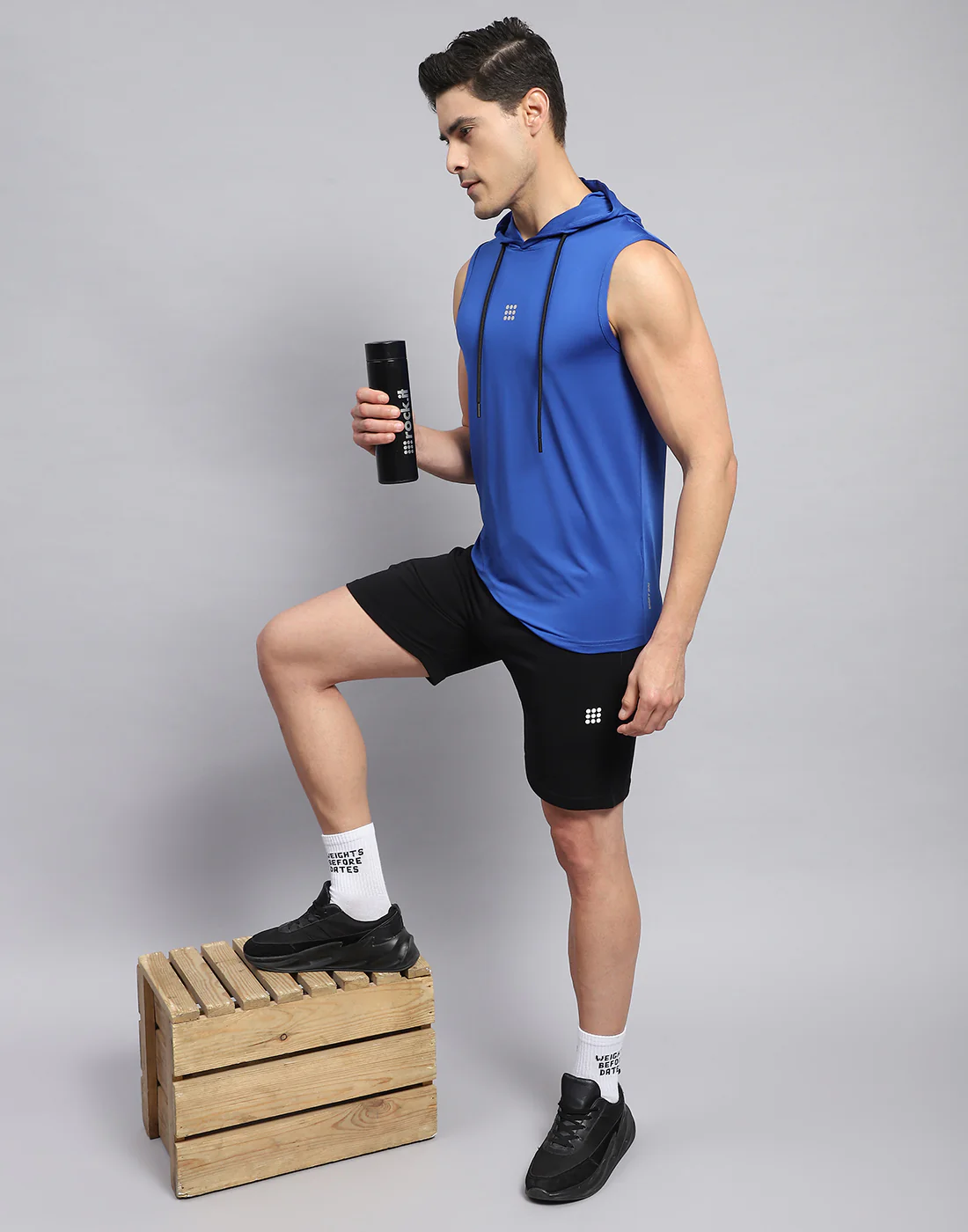 Rock.it Men Royal Blue Solid Hooded Sleeveless T-Shirt - Image 2