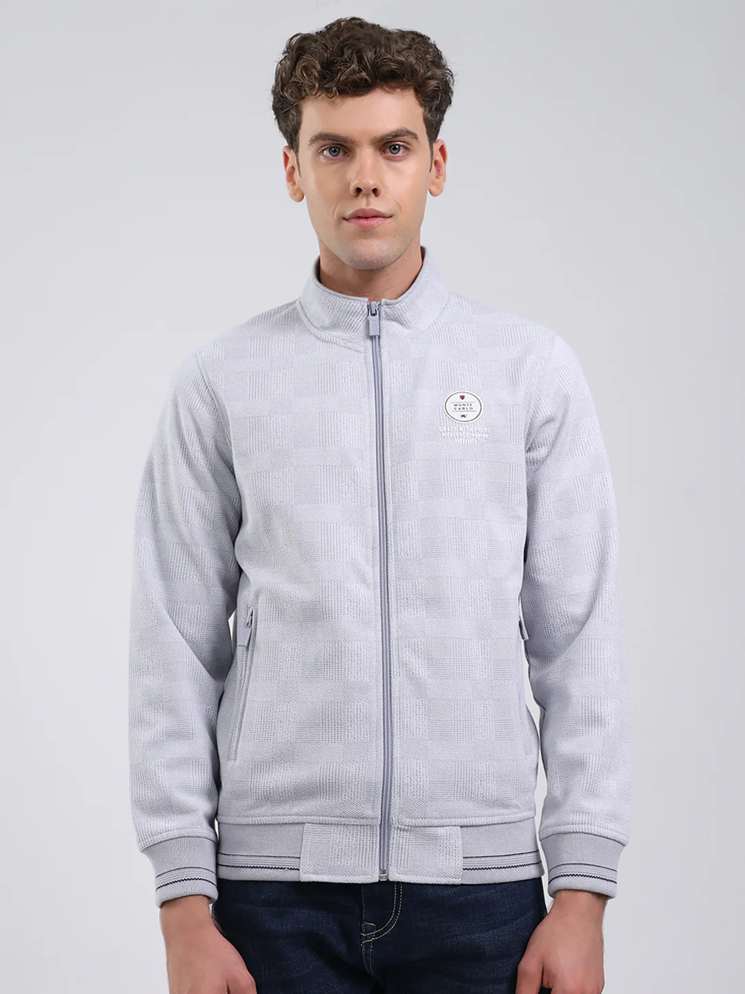 Men Sky Blue Ultra Warm Collar Sweatshirt - Anti-Pilling Fabric