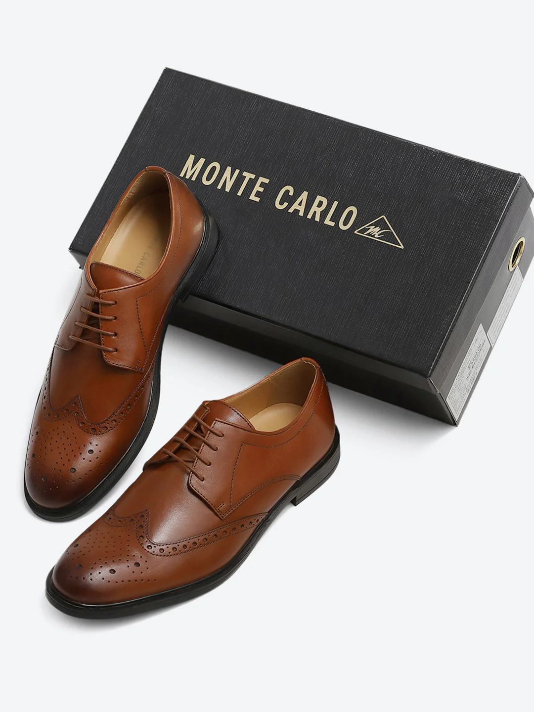 Monte Carlo Tan Formal Brogue Lace Up Shoes for Men - Image 2