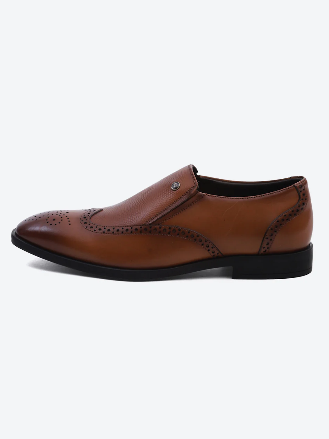 Men Tan Solid Slip on Genuine Leather Formal Shoes - Image 3