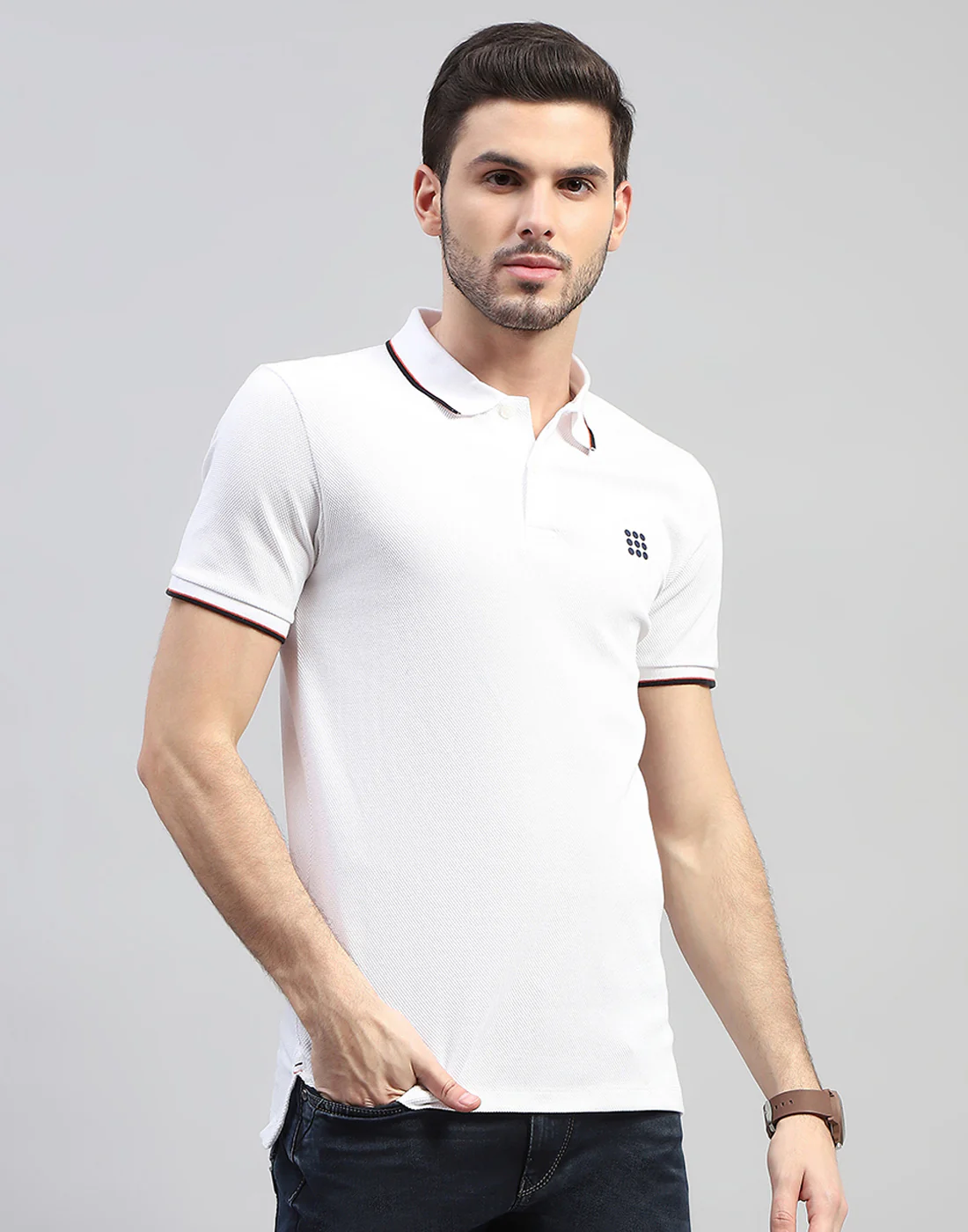 Rock.it Men White Solid Polo Collar Half Sleeve T-Shirt