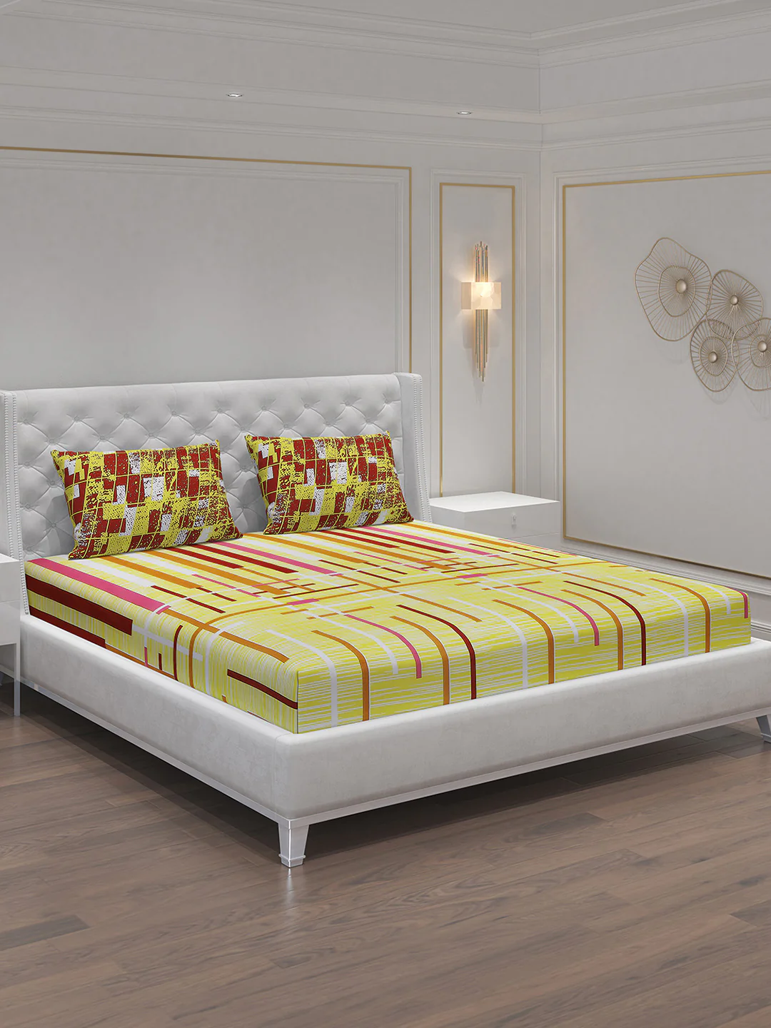 MOCA by Monte Carlo 104 GSM Cotton Double Bedsheet With 2 Pillow Covers