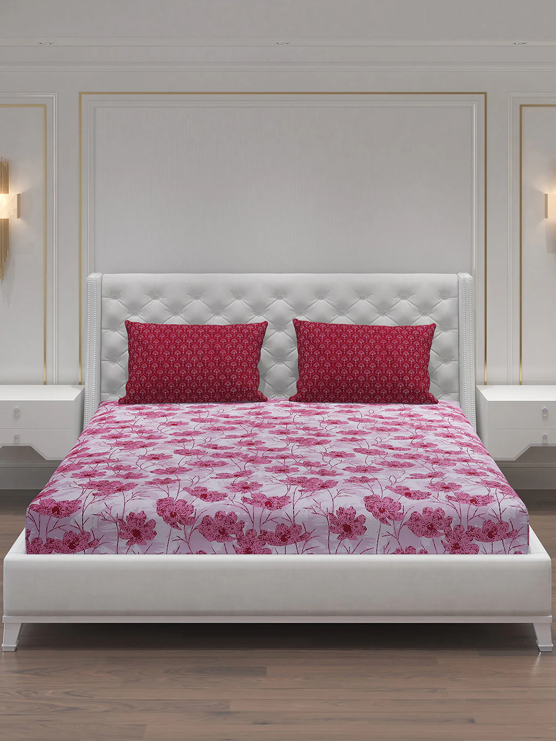MOCA by Monte Carlo 144 TC Cotton King Bedsheet with 2 Pillow Covers - Image 3