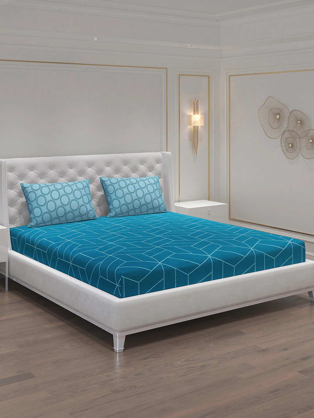 MOCA by Monte Carlo 144 TC Cotton King Bedsheet with 2 Pillow Covers