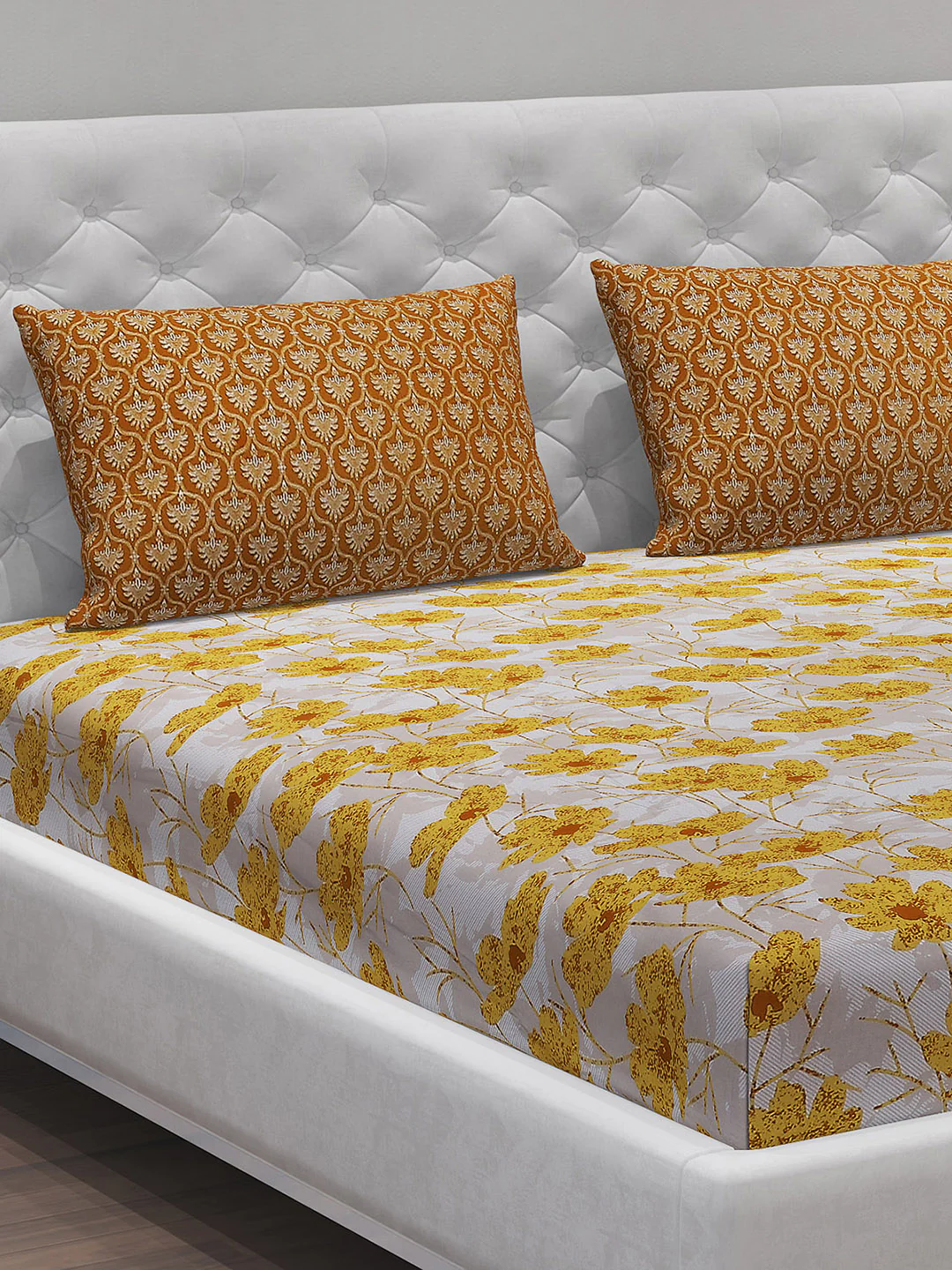 MOCA by Monte Carlo 144 TC Cotton King Bedsheet with 2 Pillow Covers