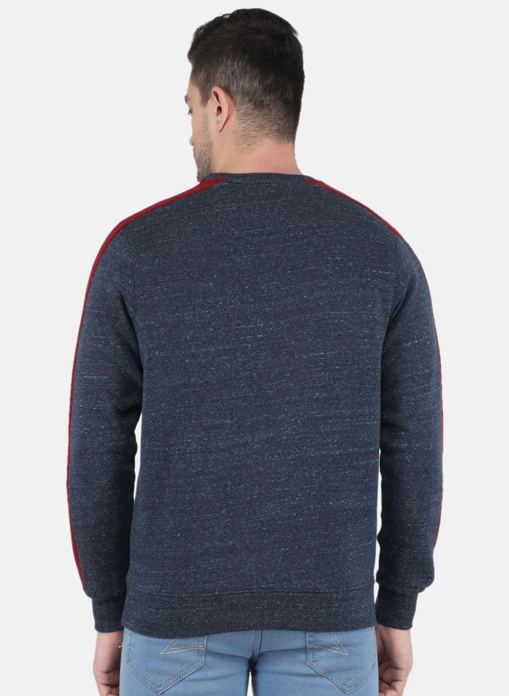 Men Blue Solid Sweatshirt - Image 3