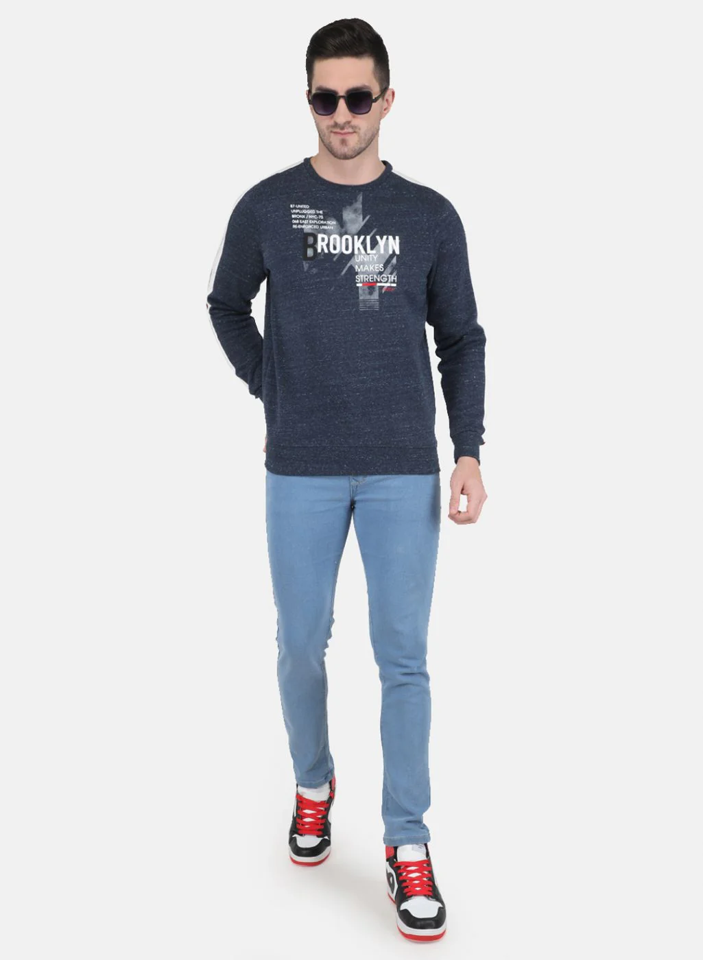 Men Blue Solid Sweatshirt - Image 4
