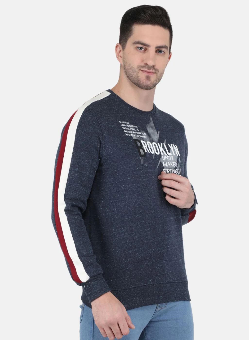 Men Blue Solid Sweatshirt - Image 6