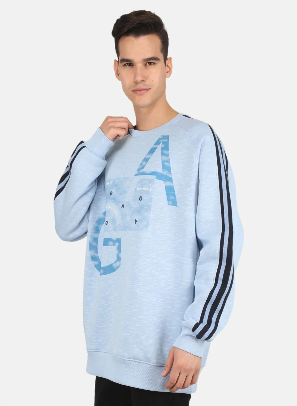Men Blue Solid Sweatshirt - Image 2