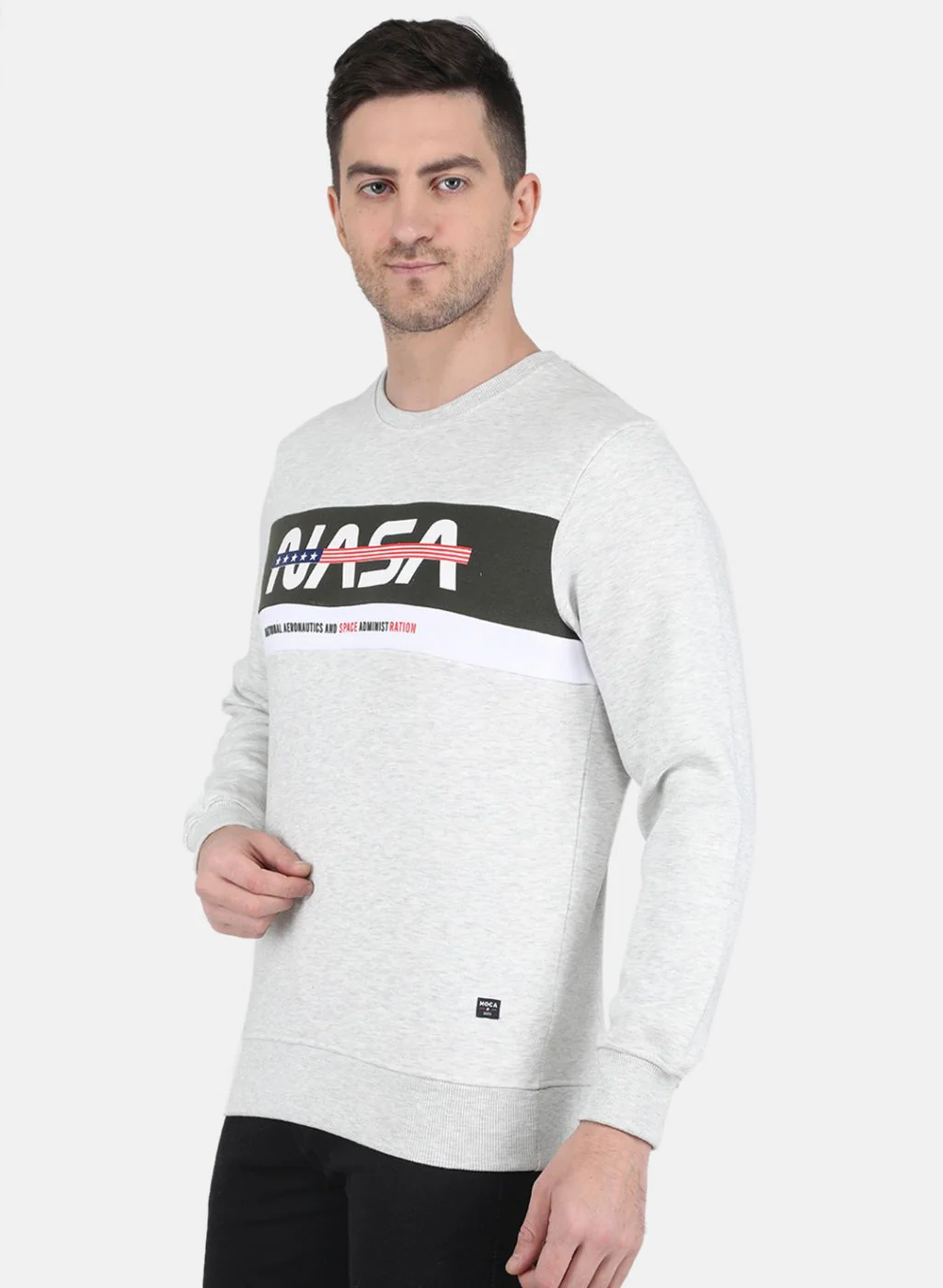 Men Grey Solid Sweatshirt - Image 2