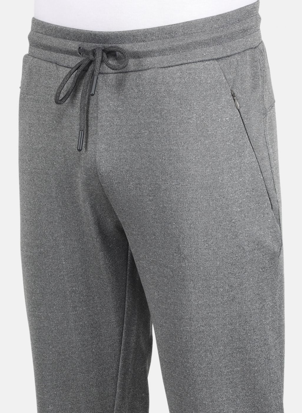 Men Grey Solid Mock Neck Full Sleeve Tracksuit - Image 5