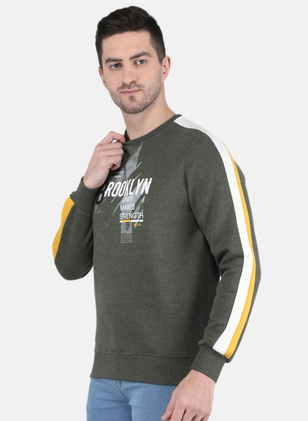 Men Olive Solid Sweatshirt - Image 2