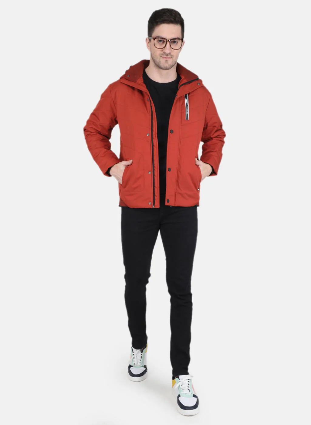 Men Orange Solid Jacket - Image 4