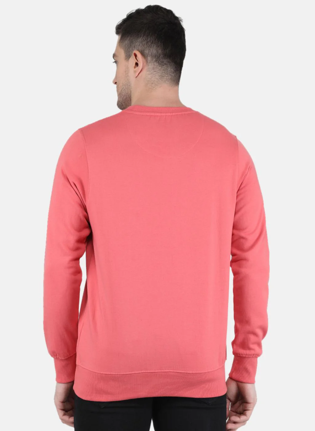 Men Peach Solid Sweatshirt - Image 3