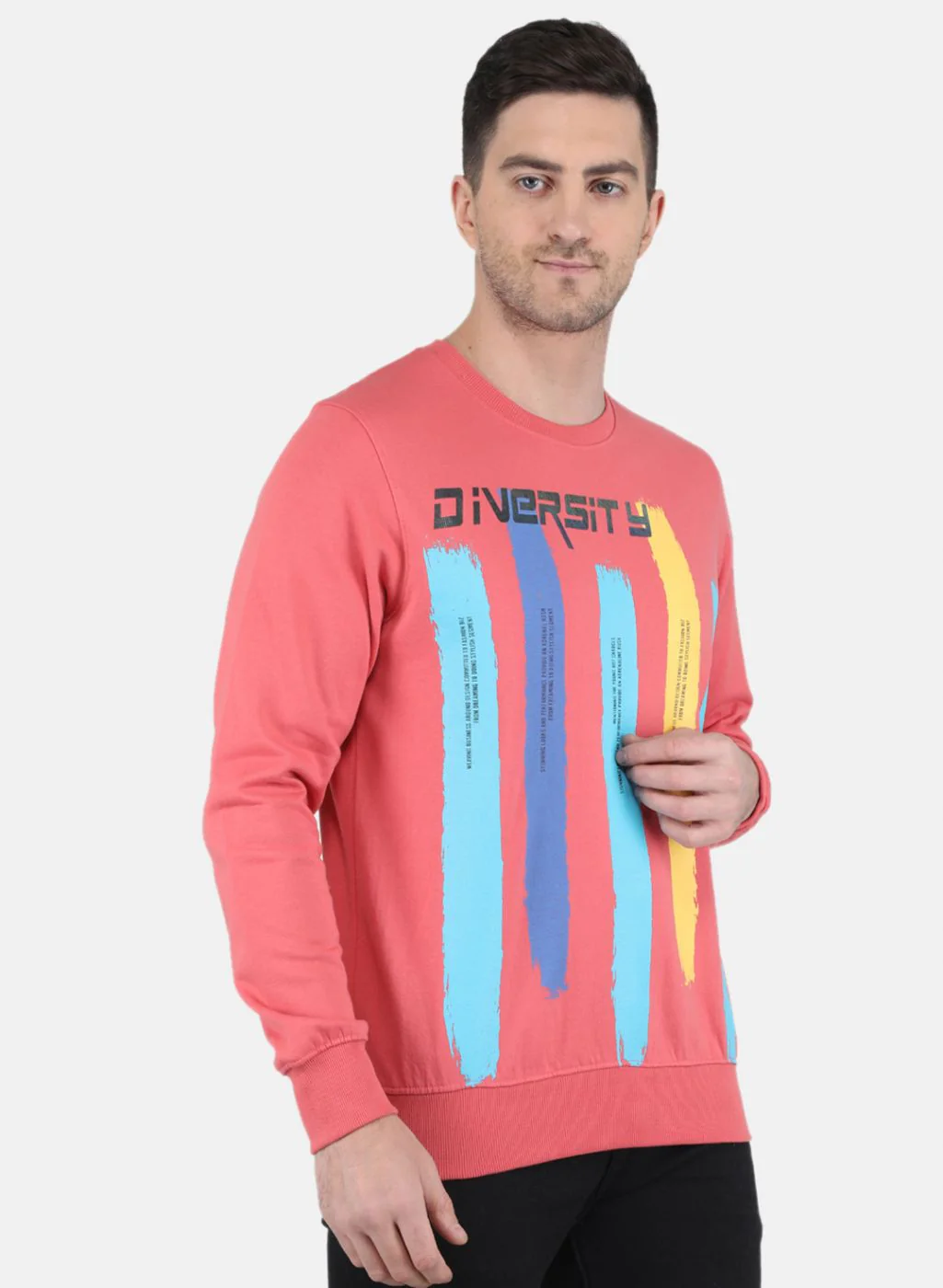 Men Peach Solid Sweatshirt - Image 6