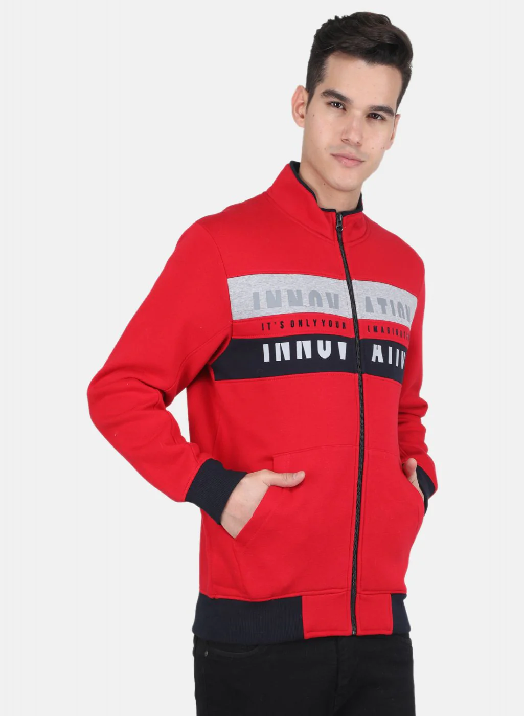 Men Red Solid Sweatshirt - Image 6