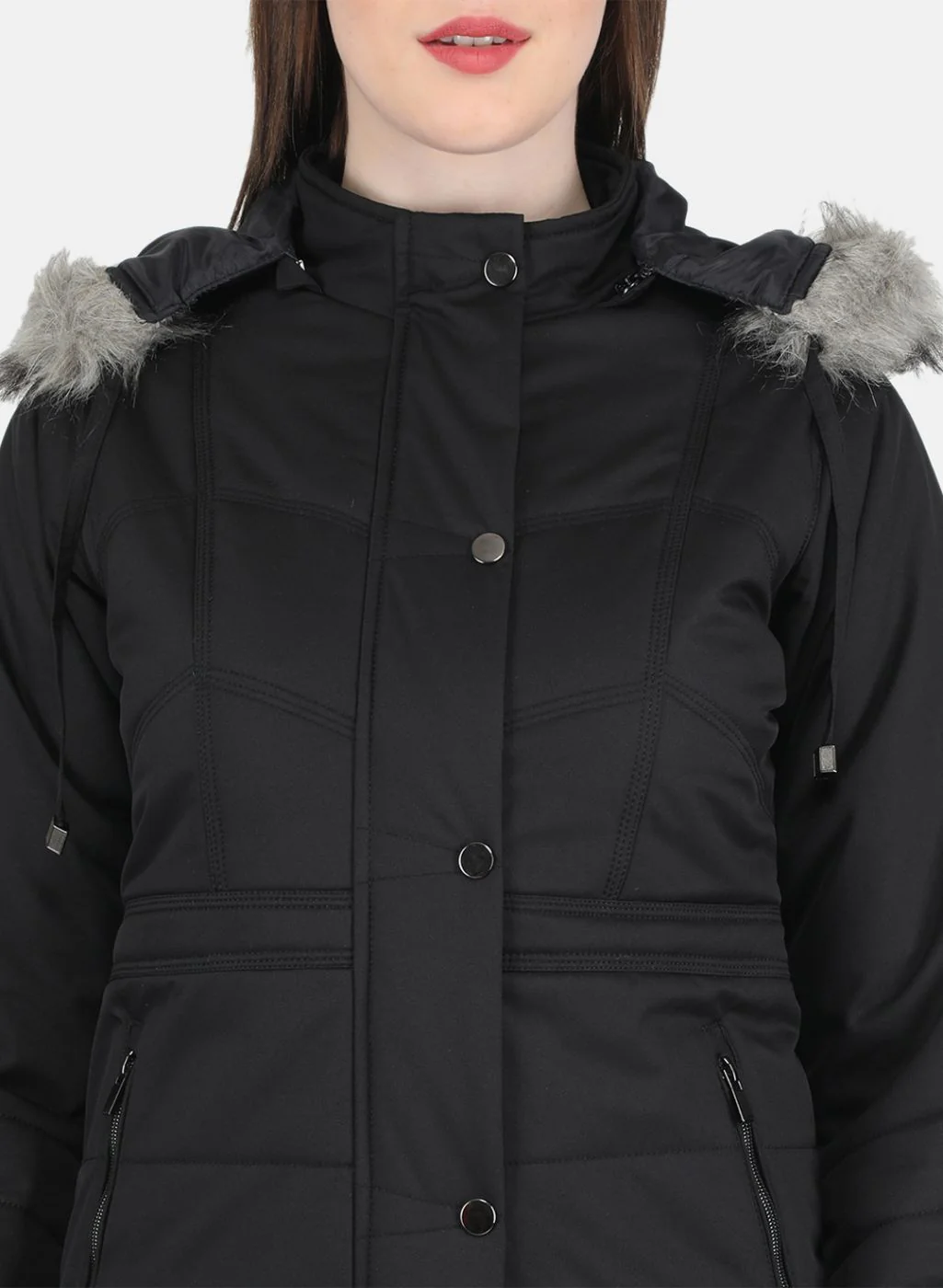 Women Black Solid Jacket - Image 5