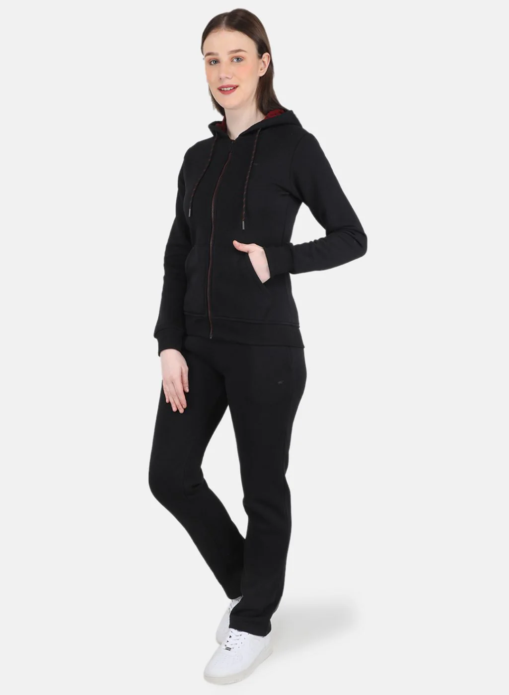 Women Black Solid Tracksuit - Image 2