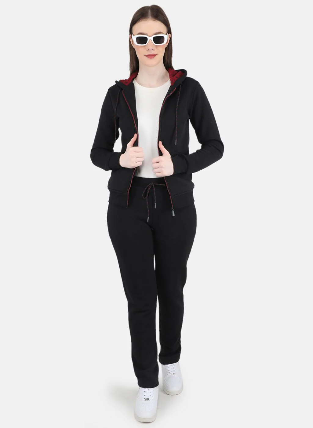 Women Black Solid Tracksuit - Image 4