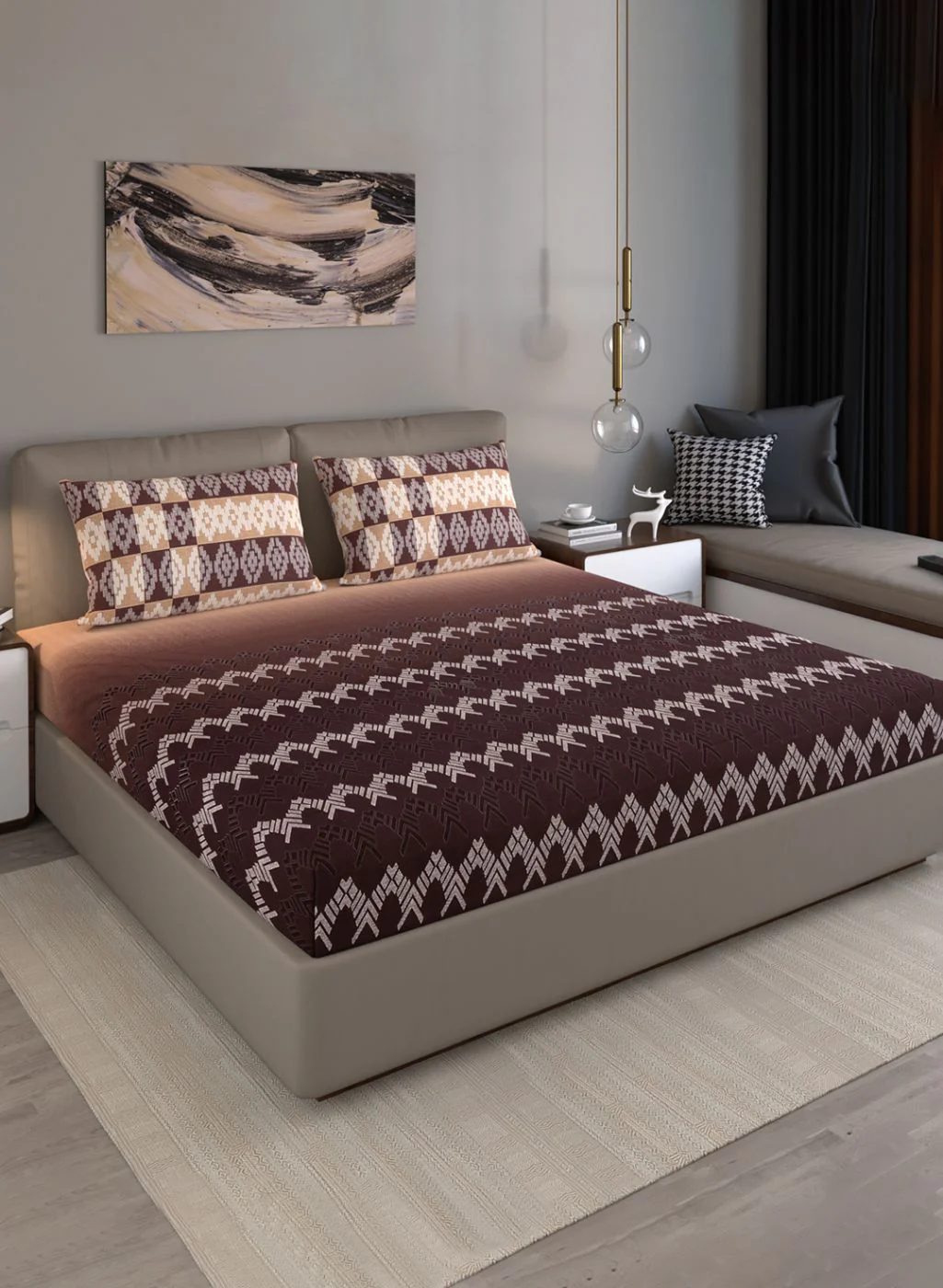 140TC Pure Cotton King Bedsheet with 2 Pillow Covers