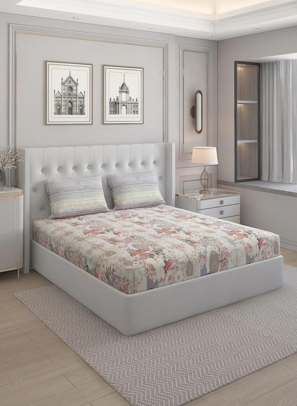 200TC Pure Cotton Queen Bedsheet with 2 Pillow Covers