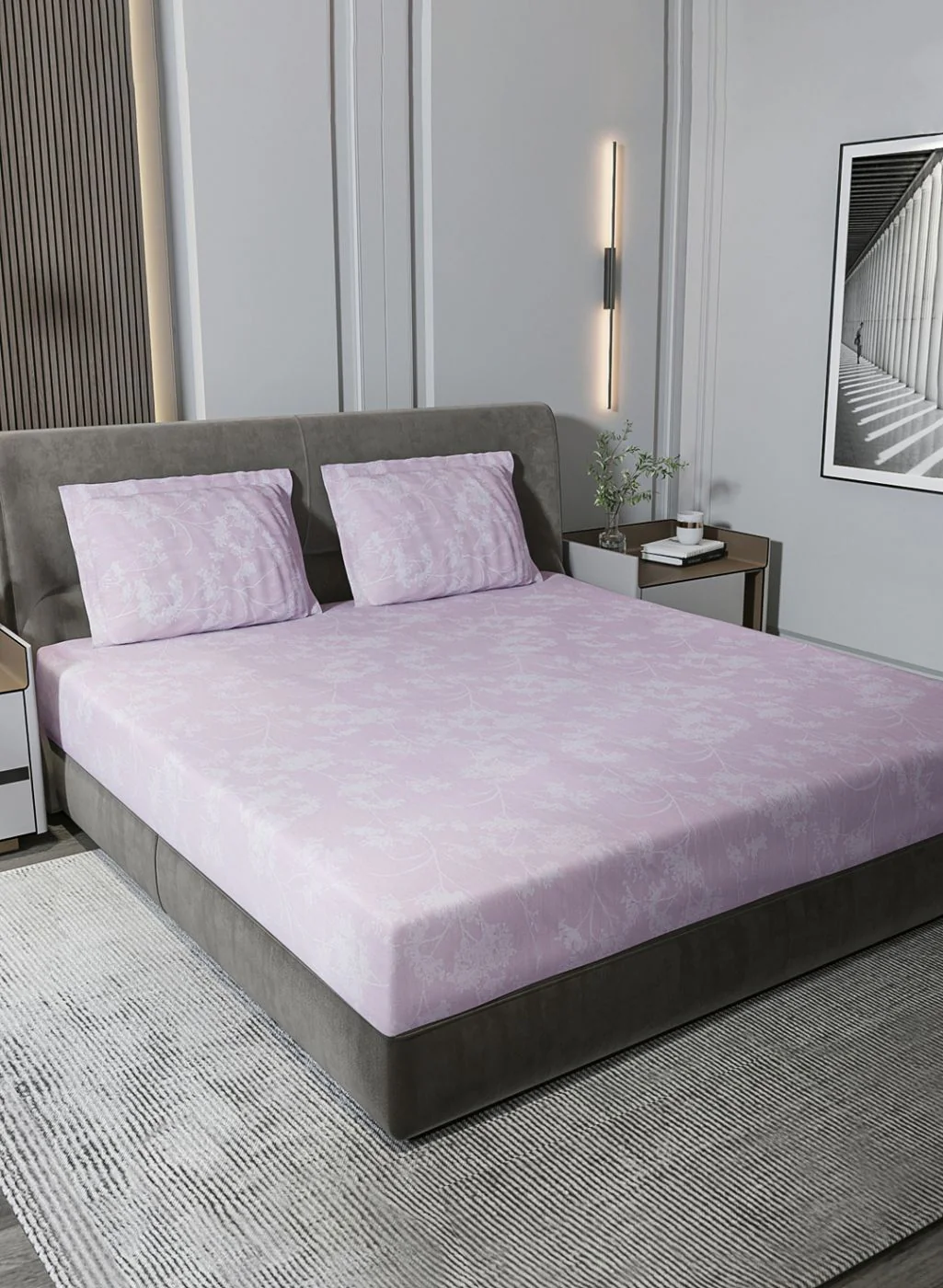 210TC Pure Cotton King Bedsheet with 2 Pillow Covers