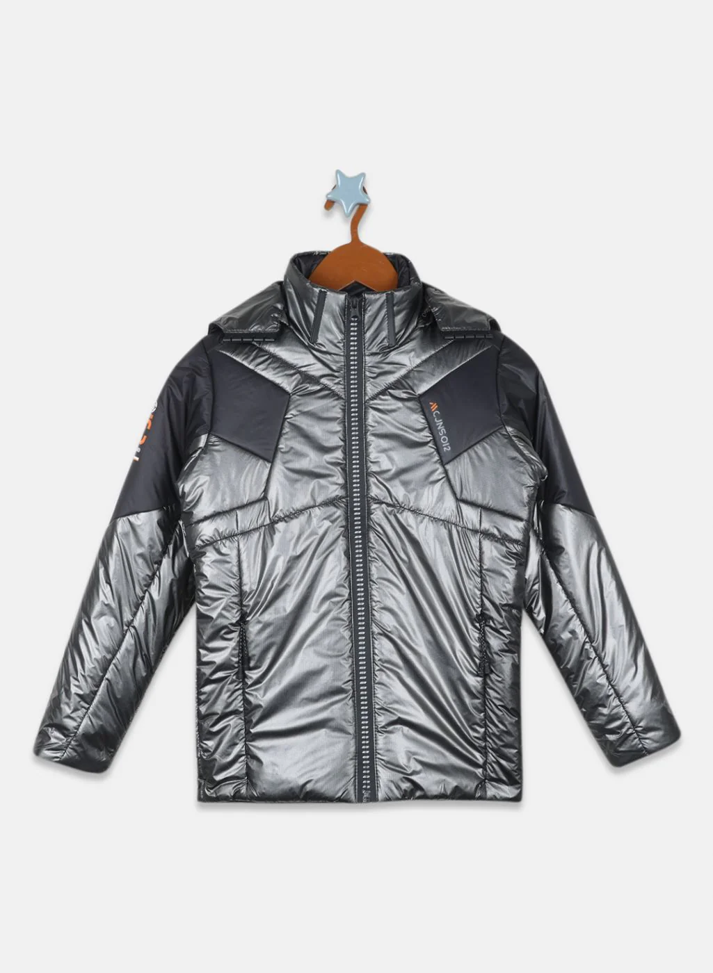 Boys Black Self Design Jacket