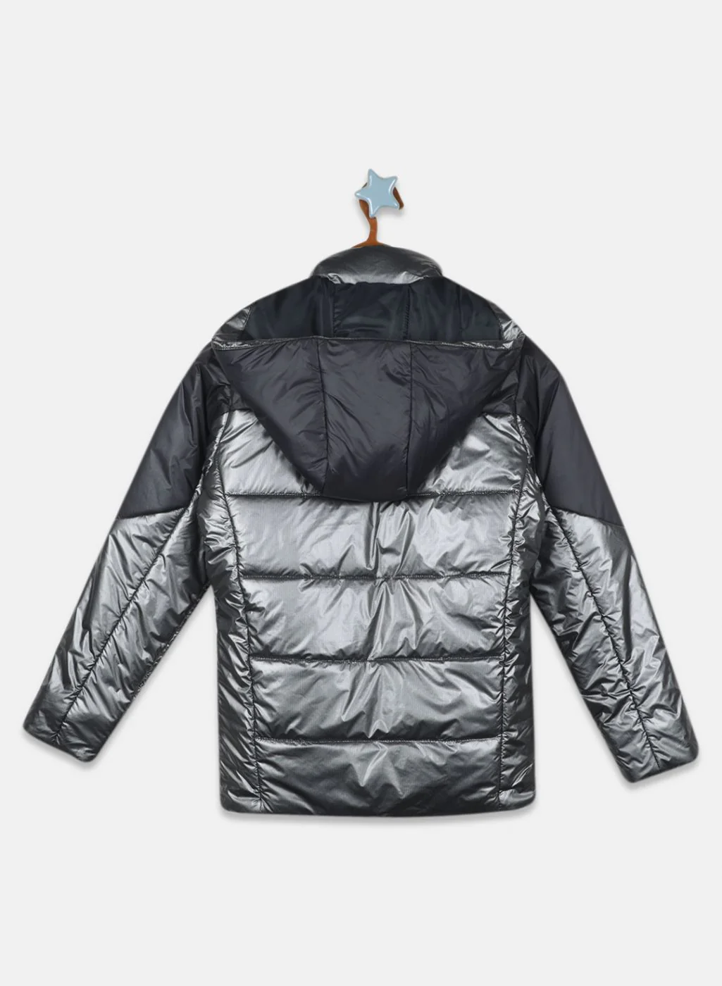 Boys Black Self Design Jacket - Image 2