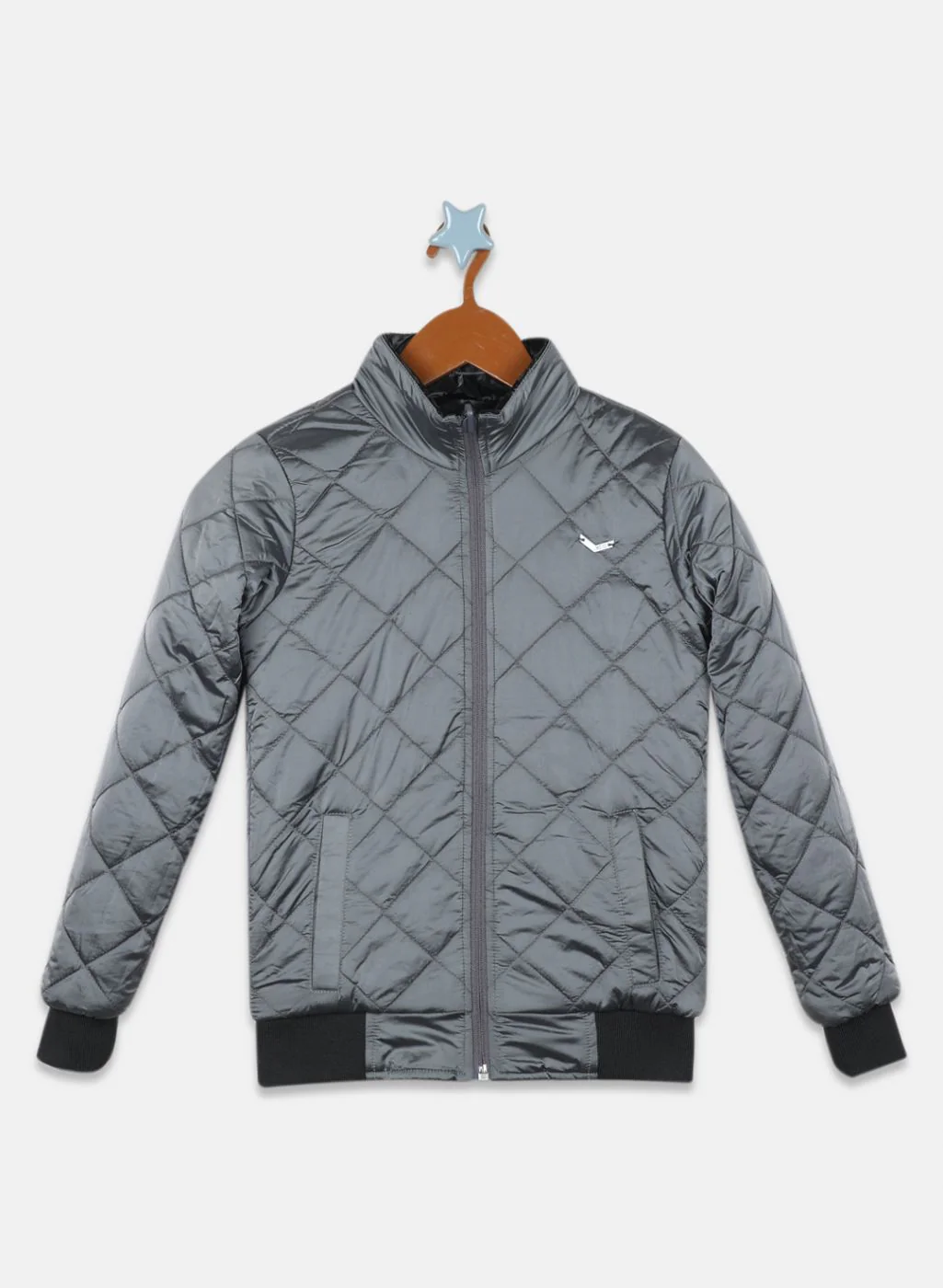 Boys Black Self Design Jacket - Image 3