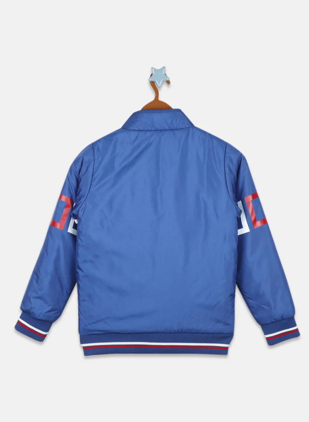 Boys Blue Solid Jacket - Image 2