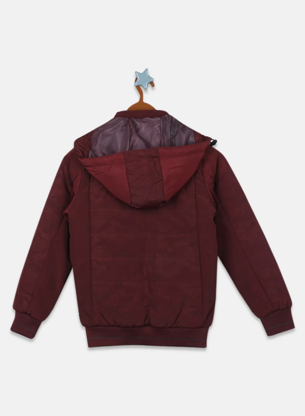 Boys Burgundy Self Design Jacket - Image 2
