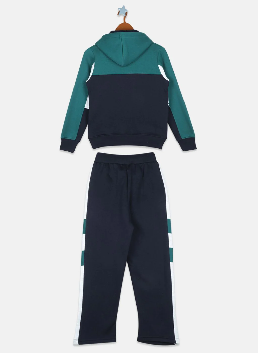 Boys Green & NAvy Blue Printed Tracksuit - Image 2
