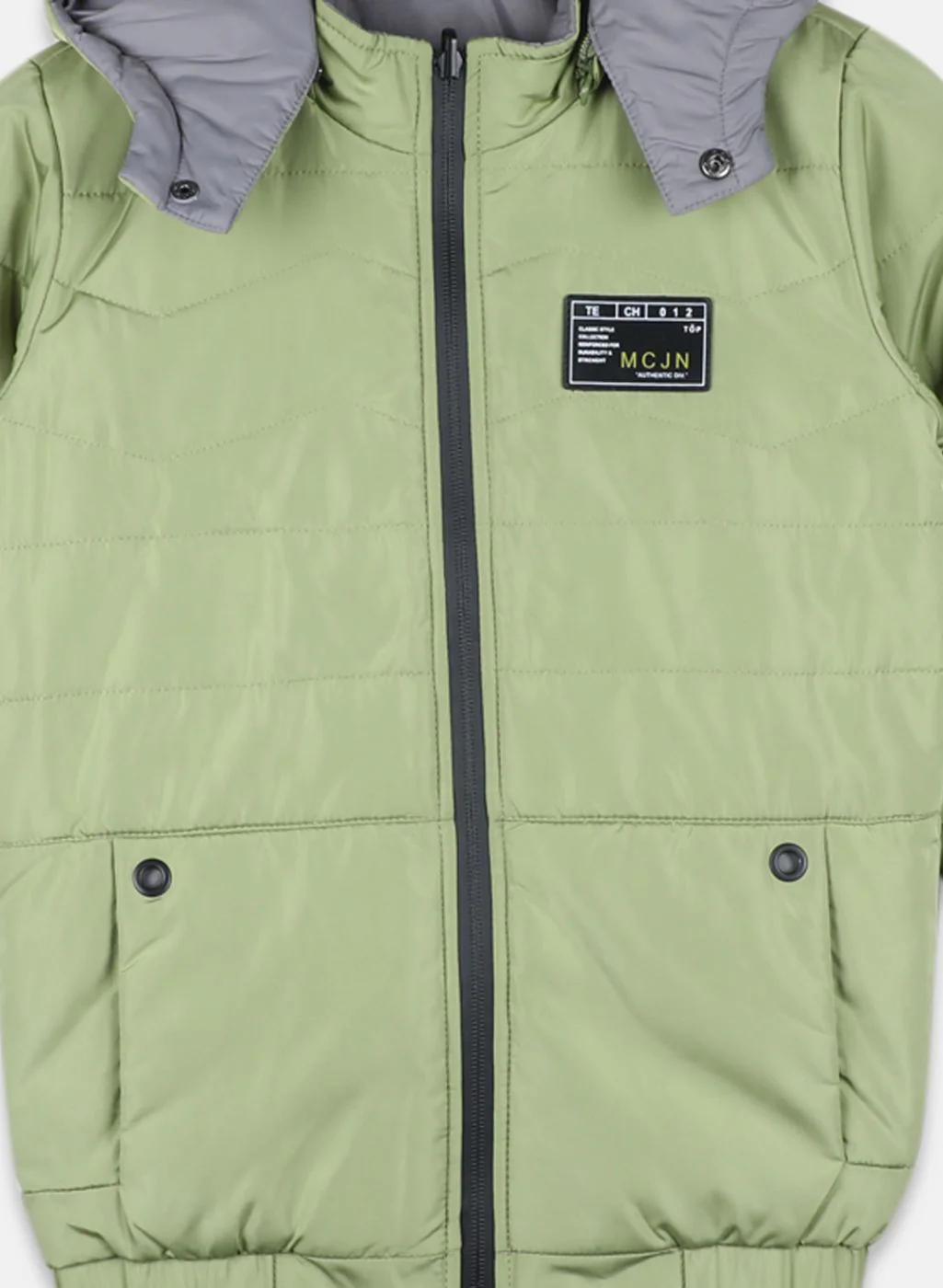 Boys Green Solid Jacket - Image 3