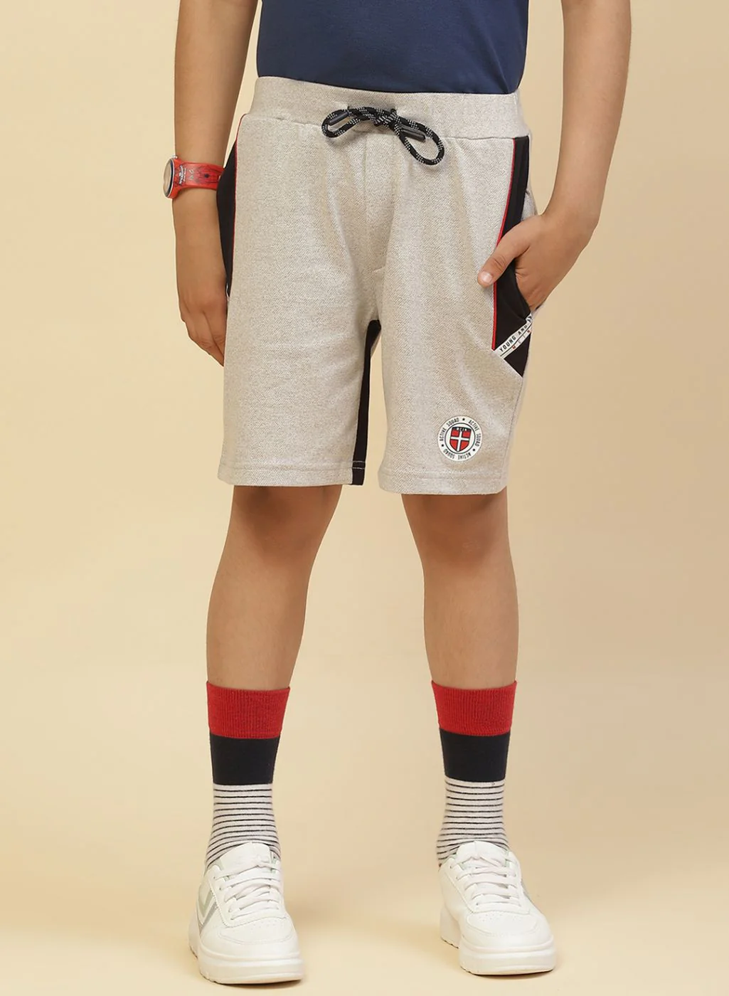 Boys Grey Printed Bermuda