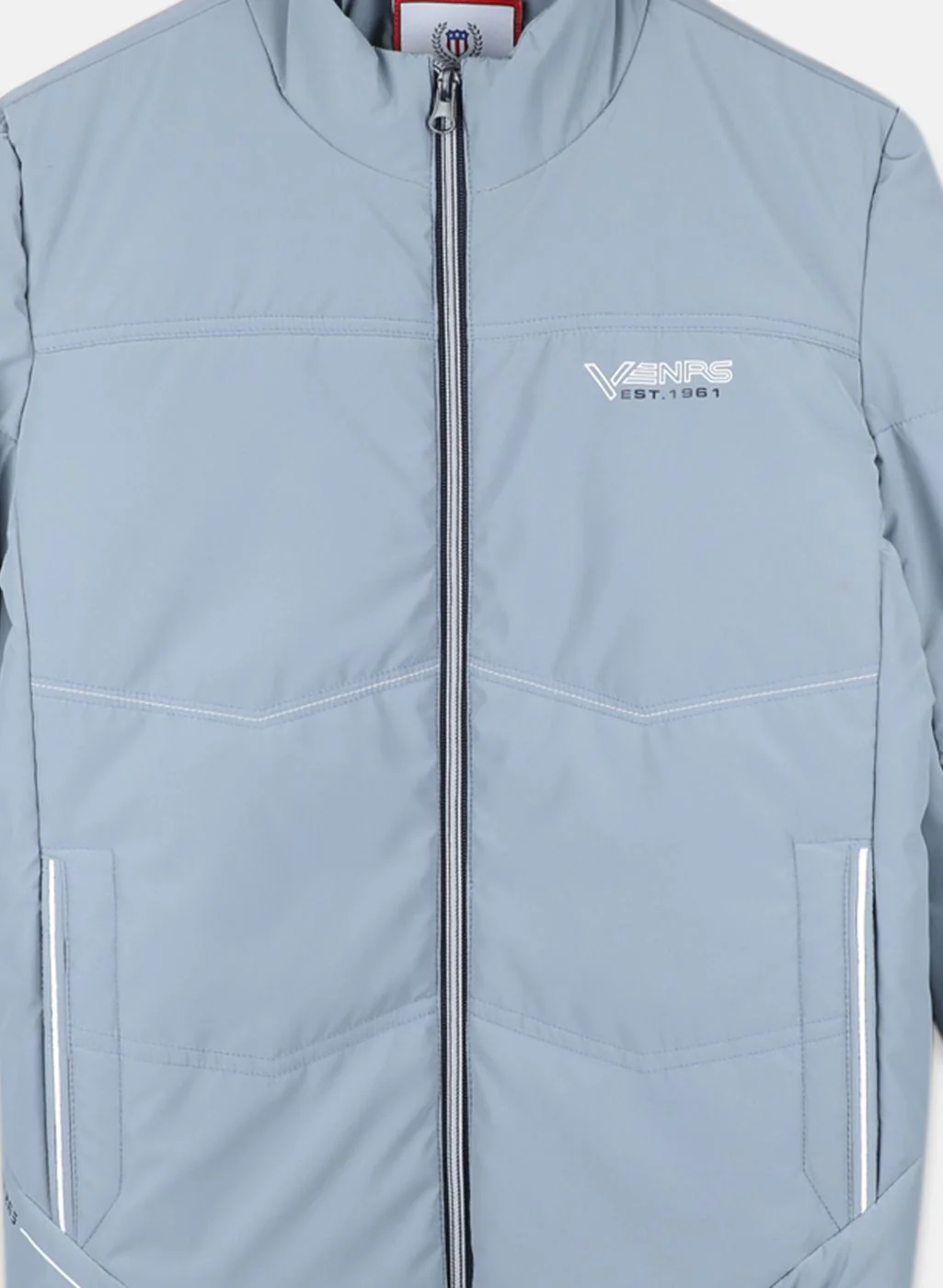 Boys Grey Solid Jacket - Image 3