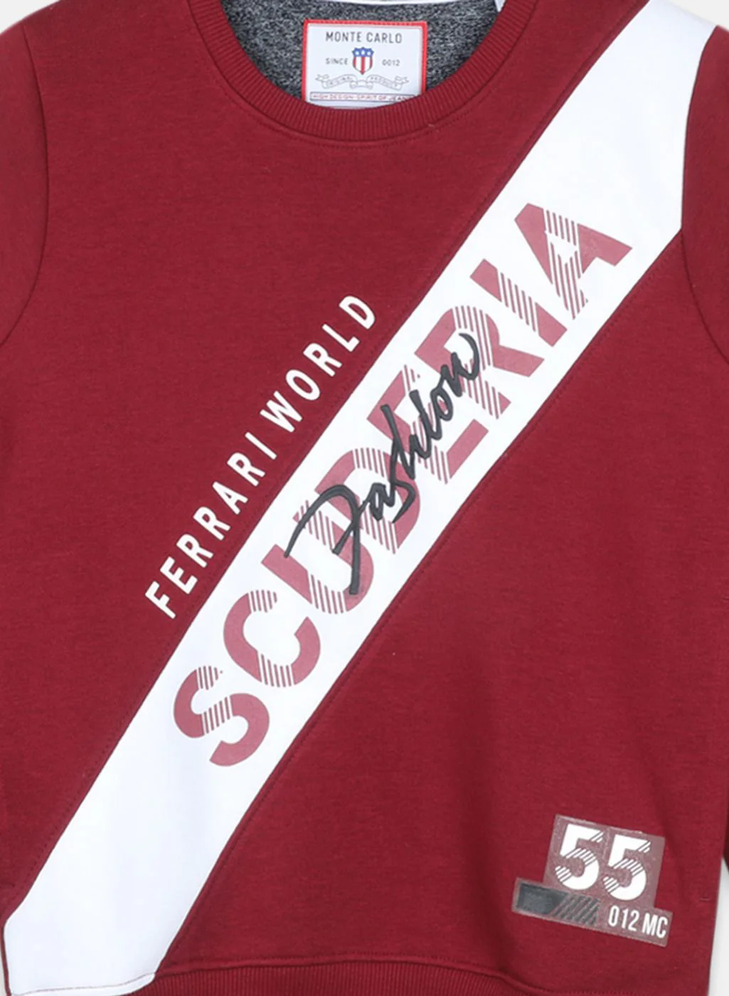 Boys Maroon Printed Sweatshirt - Image 3