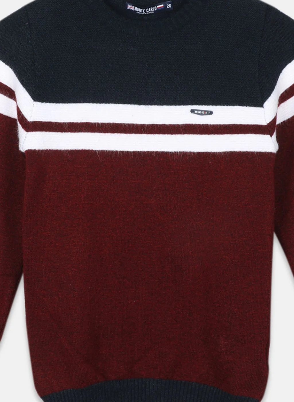 Boys Maroon Solid Pullover - Image 3