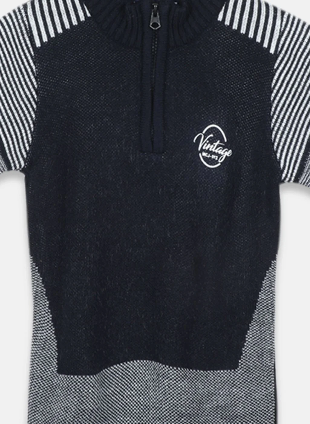 Boys NAvy Blue Jaquard Pullover - Image 3