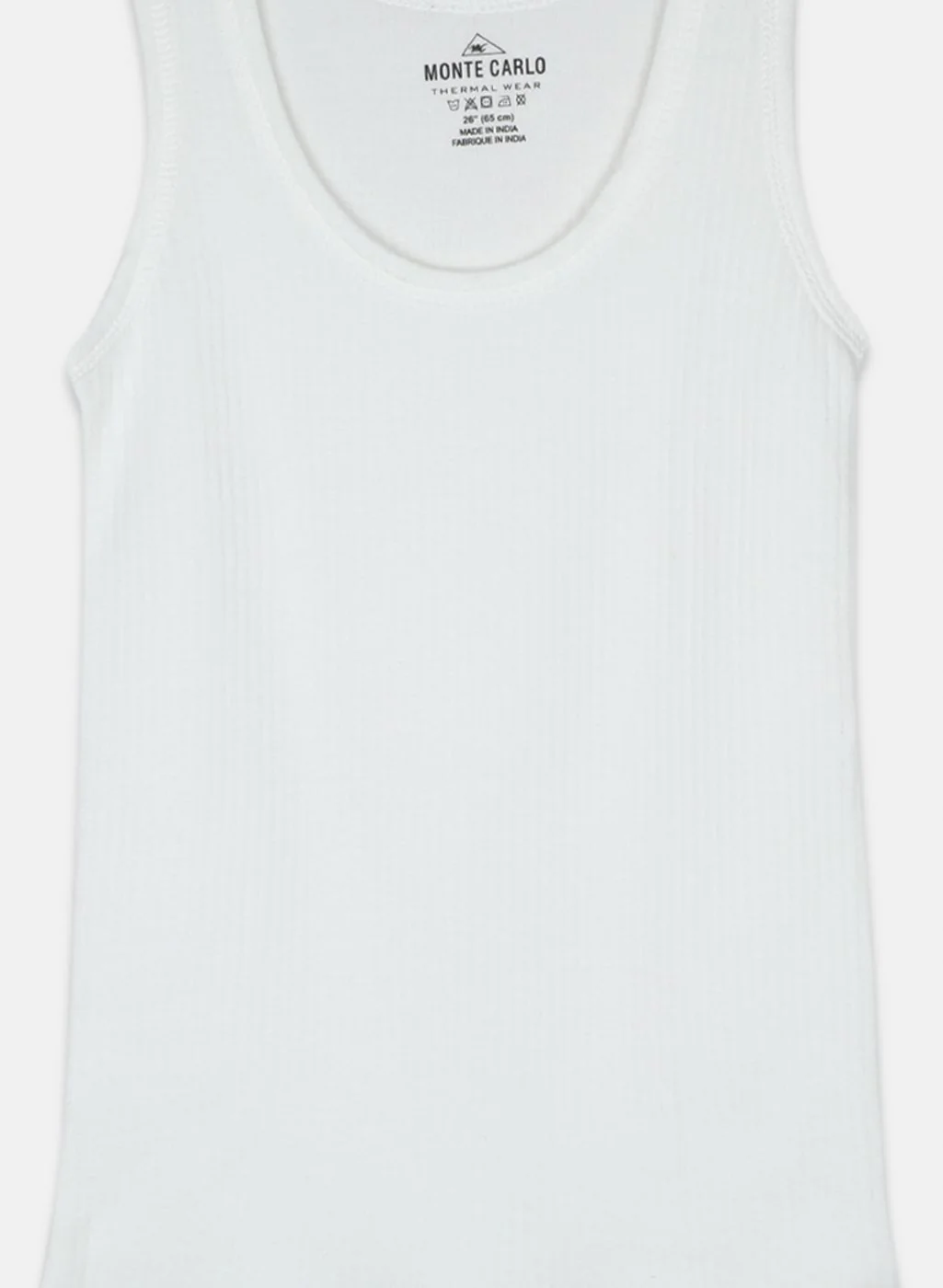 Boys Off White Solid Thermal Vest - Image 3