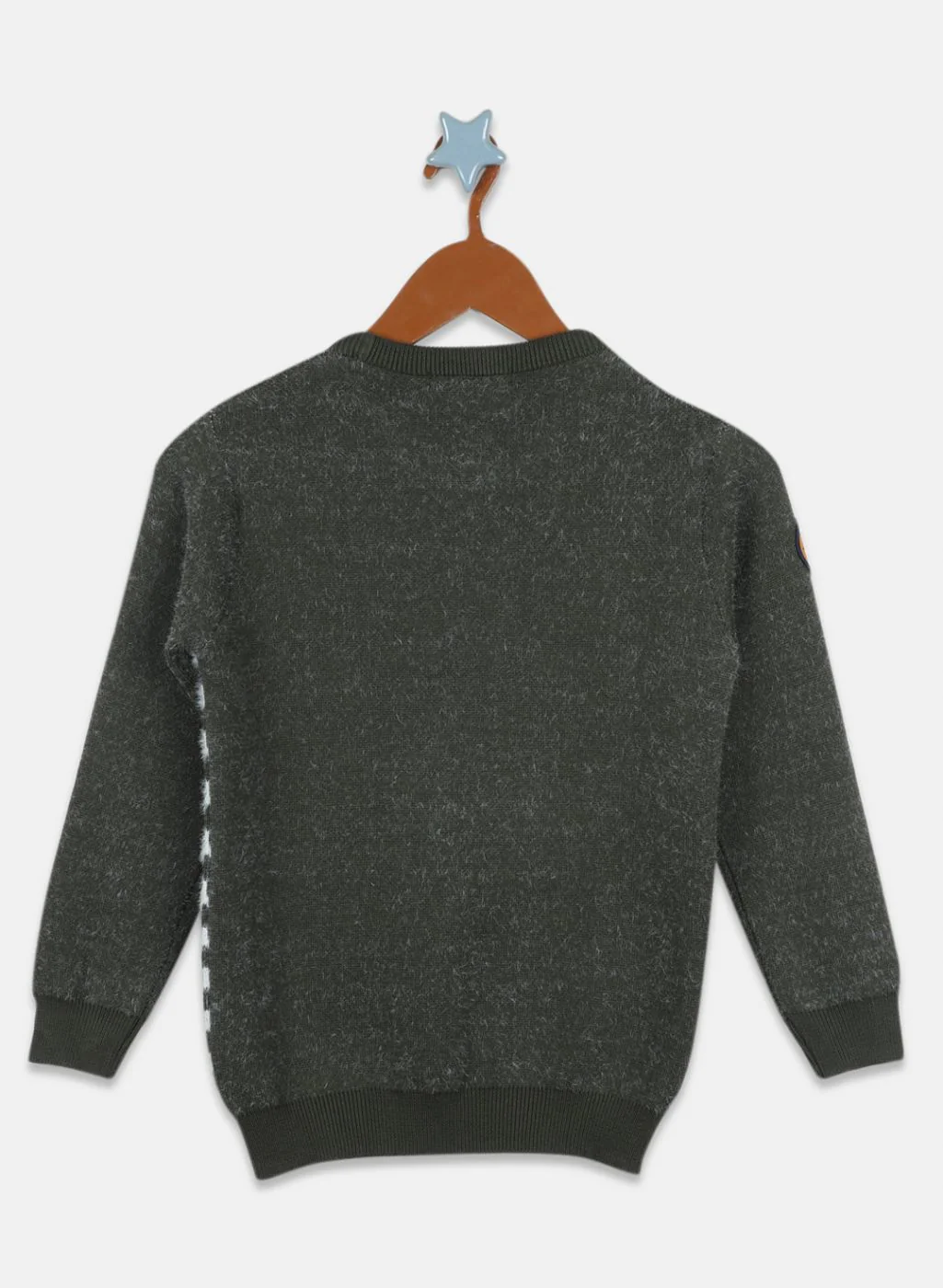 Boys Olive Jaquard Pullover - Image 2