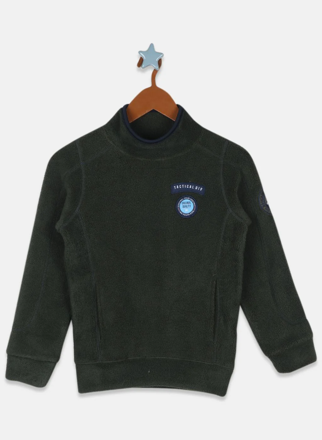 Boys Olive Printed Sweatshirt