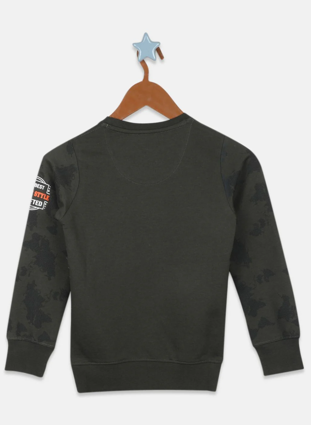 Boys Olive Printed Sweatshirt - Image 2