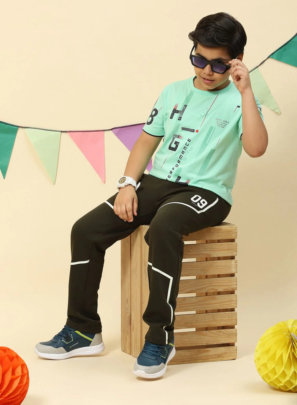 Boys Olive Regular Fit Lower