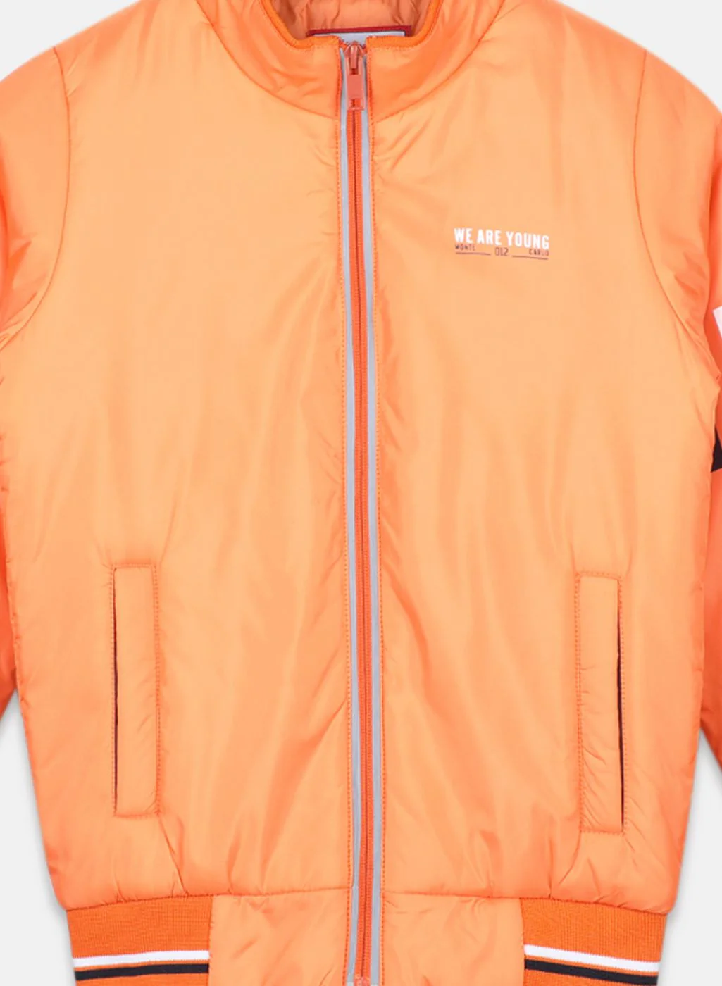 Boys Orange Solid Jacket - Image 3
